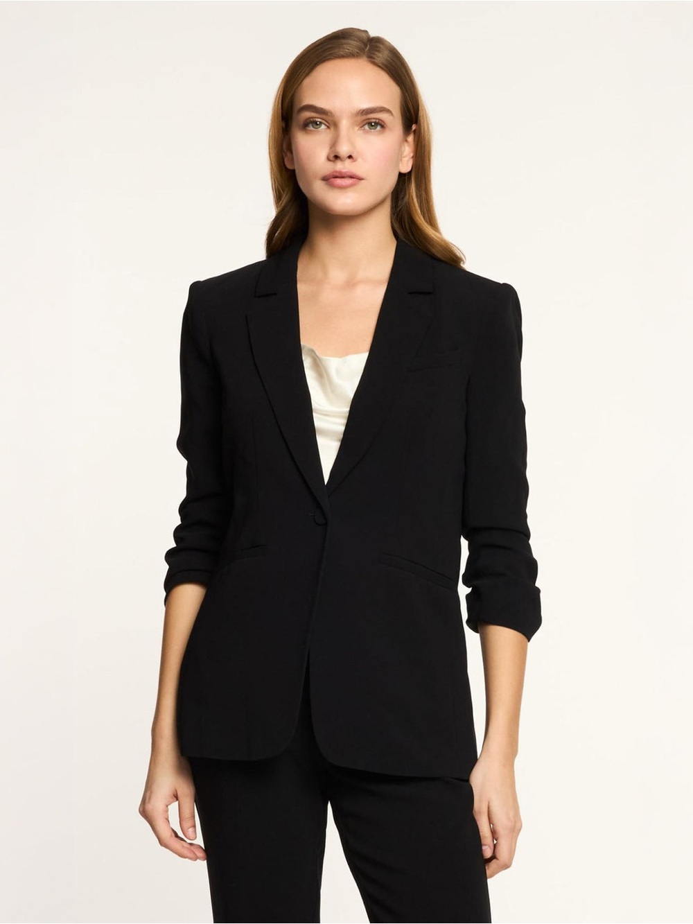 Cinq à Sept Khloe Black Crepe Blazer Size 10 Office Siren Quiet Luxury